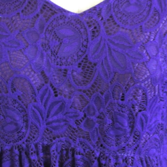 PURPLE LACE DRESS, EMPIRE WAIST, M, LINED w 3/4 SLEEVES, DRESSY PARTY, CHURCH - Picture 4 of 7